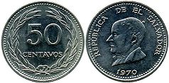 moneda Salvador 50 centavos 1970