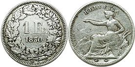 coin Switzerland 1 franc 1850