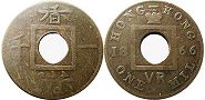 coin Hong Kong 1 mil 1866