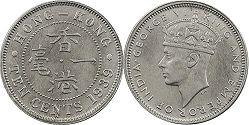 coin Hong Kong 10 cents 1938
