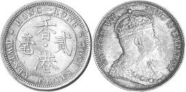 coin Hong Kong 20 cents 1902