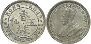 coin Hong Kong 5 cents 1935