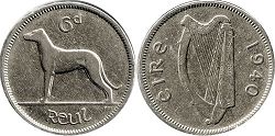 coin Ireland 6 pence 1940