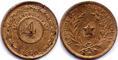 Paraguay 4 centesimos 1870