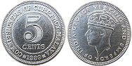 coin Malaya 5 cents 1939
