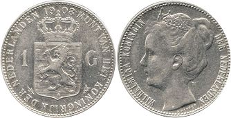 coin Netherlands 1 gulden 1908