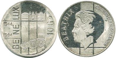 coin Netherlands 10 gulden 1994