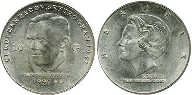 monnaie Pays-Bas 10 gulden 1997