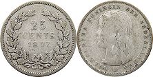 monnaie Pays-Bas 25 cents 1897