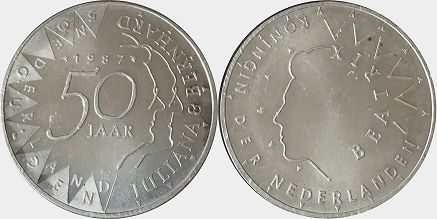 coin Netherlands 50 gulden 1987