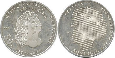 monnaie Pays-Bas 50 gulden 1988