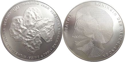 coin Netherlands 50 gulden 1990