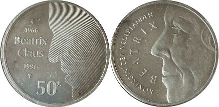 coin Netherlands 50 gulden 1991