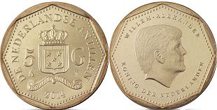 coin Netherlands Antilles 5 gulden 2014