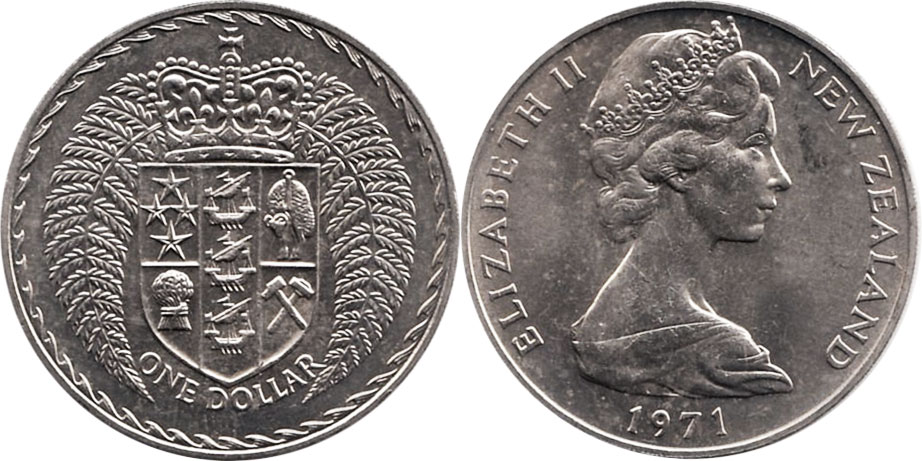 coin New Zealand 1 dollar 1971