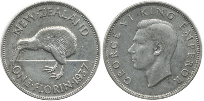 coin New Zealand 1 florin 1937