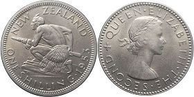 coin New Zealand 1 shilling 1953