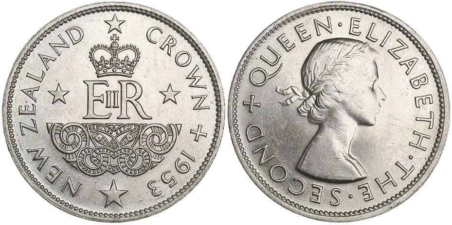 coin New Zealand 1 crown 1953