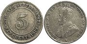 coin Straits Settlements 5 cents 1919
