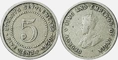 coin Straits Settlements 5 cents 1920