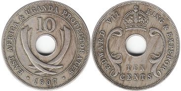 coin EAST AFRICA & UGANDA 10 cents 1907