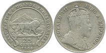 coin EAST AFRICA & UGANDA 25 cents 1906