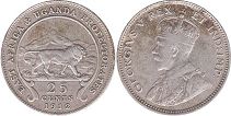 coin EAST AFRICA & UGANDA 25 cents 1912