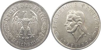 coin Nazi Germany 5 mark 1934