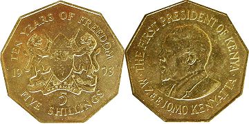 coin Kenya 5 shillings 1973