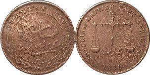 coin Mombasa 1 paisa 1888