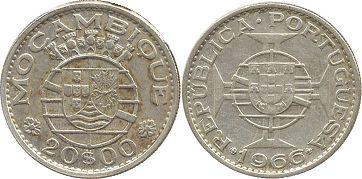 coin Mozambique 20 escudos 1966
