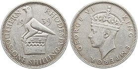 coin Rhodesia 1 shilling 1939