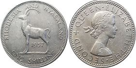 coin Rhodesia 1 shilling 1957