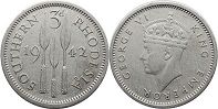 coin Rhodesia 3 pence 1942