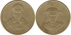coin Swaziland 1 lilangeni 1992