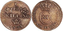 mynt Sverige 1/12 skilling 1825