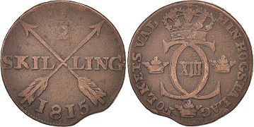 mynt Sverige 1/2 skilling 1815