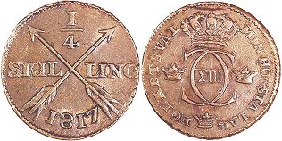 mynt Sverige 1/4 skilling 1817