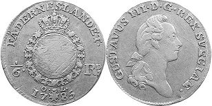 coin Sweden 1/6 riksdaler 1785