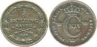 coin Sweden 1/6 skilling 1835