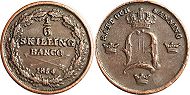 mynt Sverige 1/6 skilling 1854