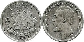 coin Sweden 1 krona 1876