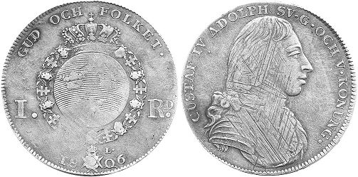 coin Sweden 1 riksdaler 1806
