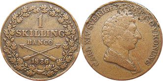 mynt Sverige 1 skilling 1836