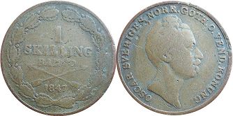 mynt Sverige 1 skilling 1847