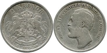 coin Sweden 2 kronor 1877