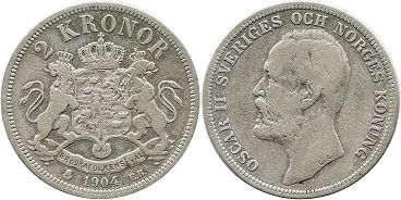 mynt Sverige 2 kronor 1904