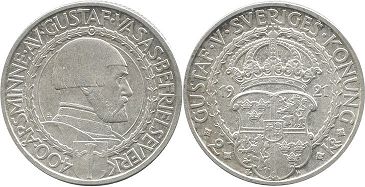 mynt Sverige 2 kronor 1921