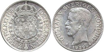 mynt Sverige 2 kronor 1939
