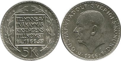 coin Sweden 5 kronor 1966